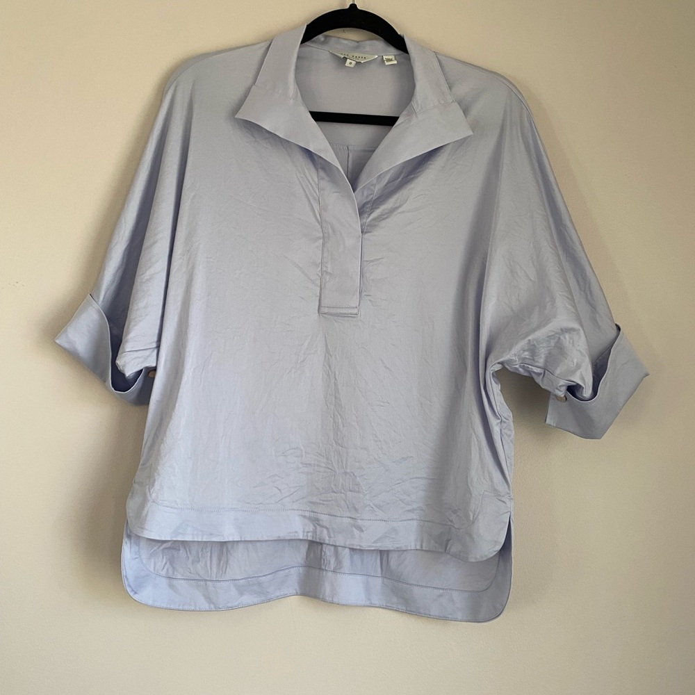 Ted Baker Avereye top satin sheen batwing sleeves high-low hem size 0